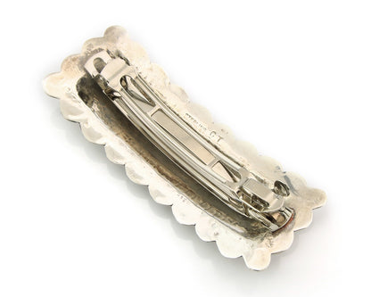 Vintage Navajo Barrette 925 Sterling Silver Hand Stamped Signed CT