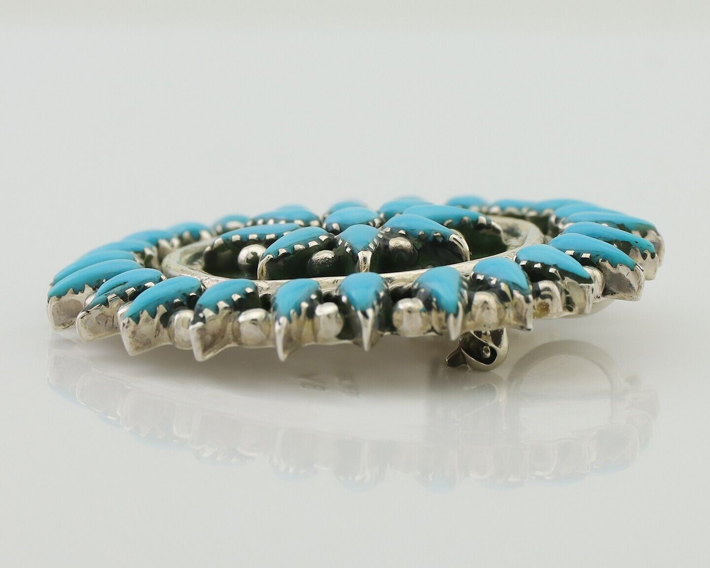 Navajo Pin Pendant 925 Silver Blue Turquoise Signed Benson Yazzie C.80's