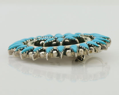 Navajo Pin Pendant 925 Silver Blue Turquoise Signed Benson Yazzie C.80's