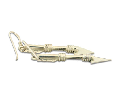 Navajo Arrow Earrings 925 Silver Artist Signed Pete Morgan C.80's