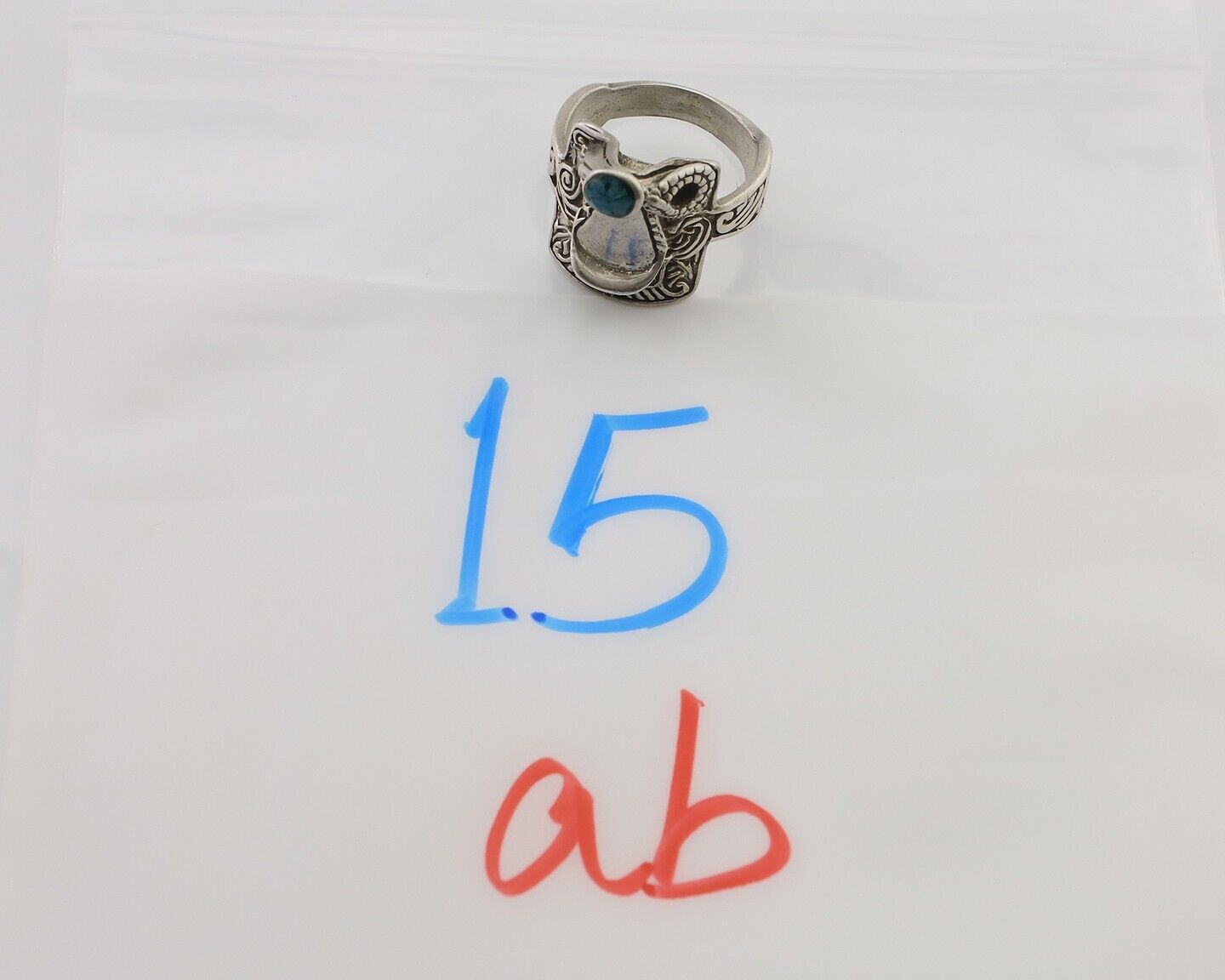 Navajo Ring 925 Silver Natural Turquoise Native American Artist C.80's