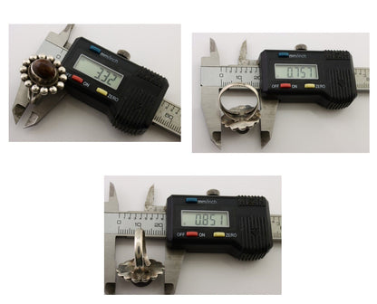 Navajo Handmade Ring 925 Silver Natural Fire Opal Native Artist Size 7.0 C.80's