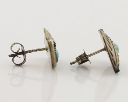 Navajo Earrings 925 Silver Natural Turquoise Native American Artist C.80's