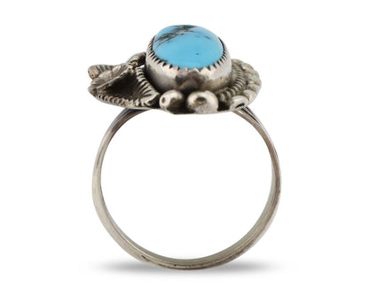 Navajo Ring 925 Silver Sleeping Beauty Turquoise Signed SC C.80's