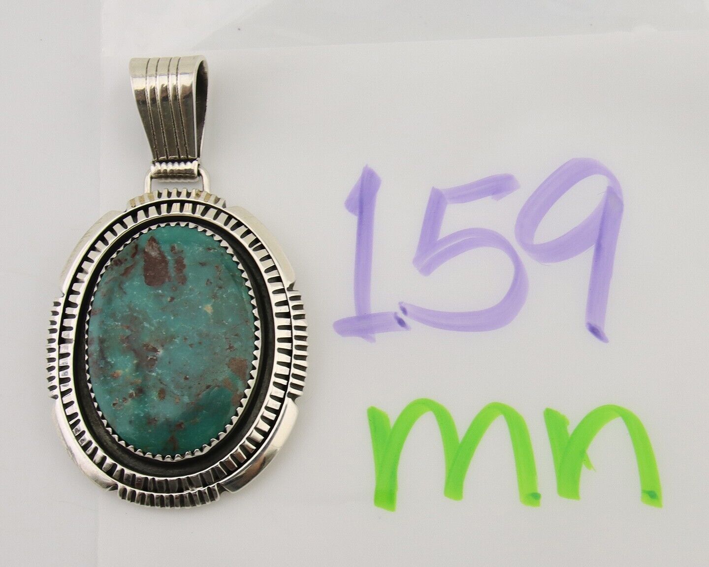 Navajo Pendant 925 Silver Natural Turquoise Artist Signed Lidia Begay C.80's