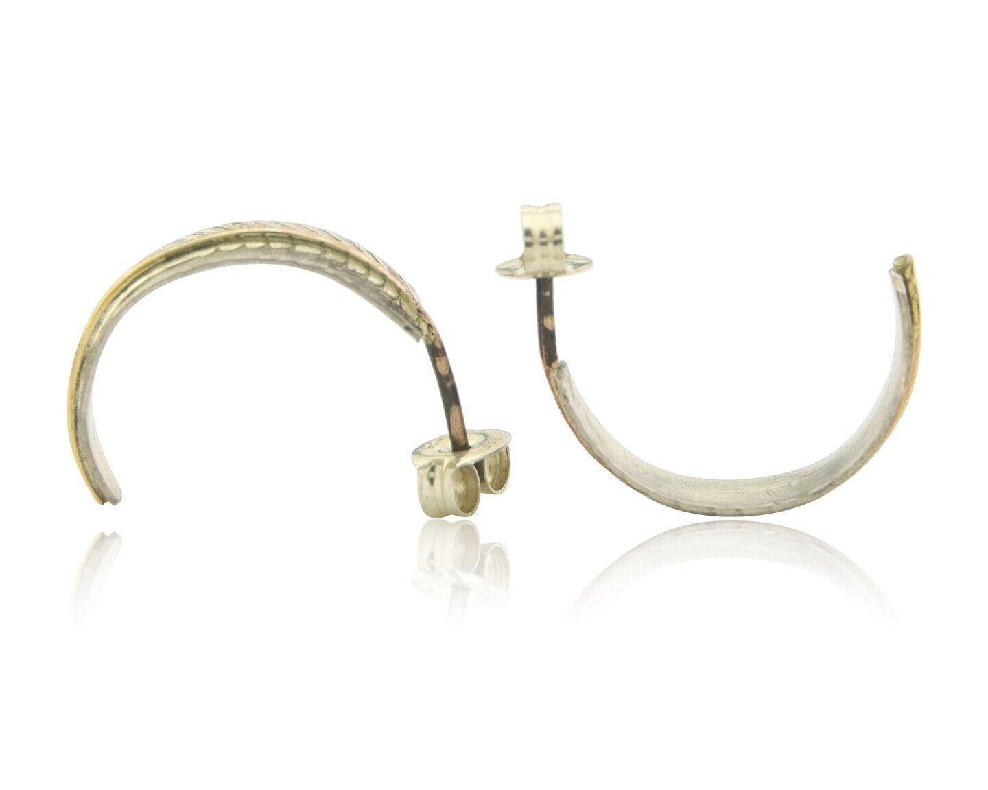 Navajo Hoop Earrings 925 Silver & Gold Native American Artist C.80's