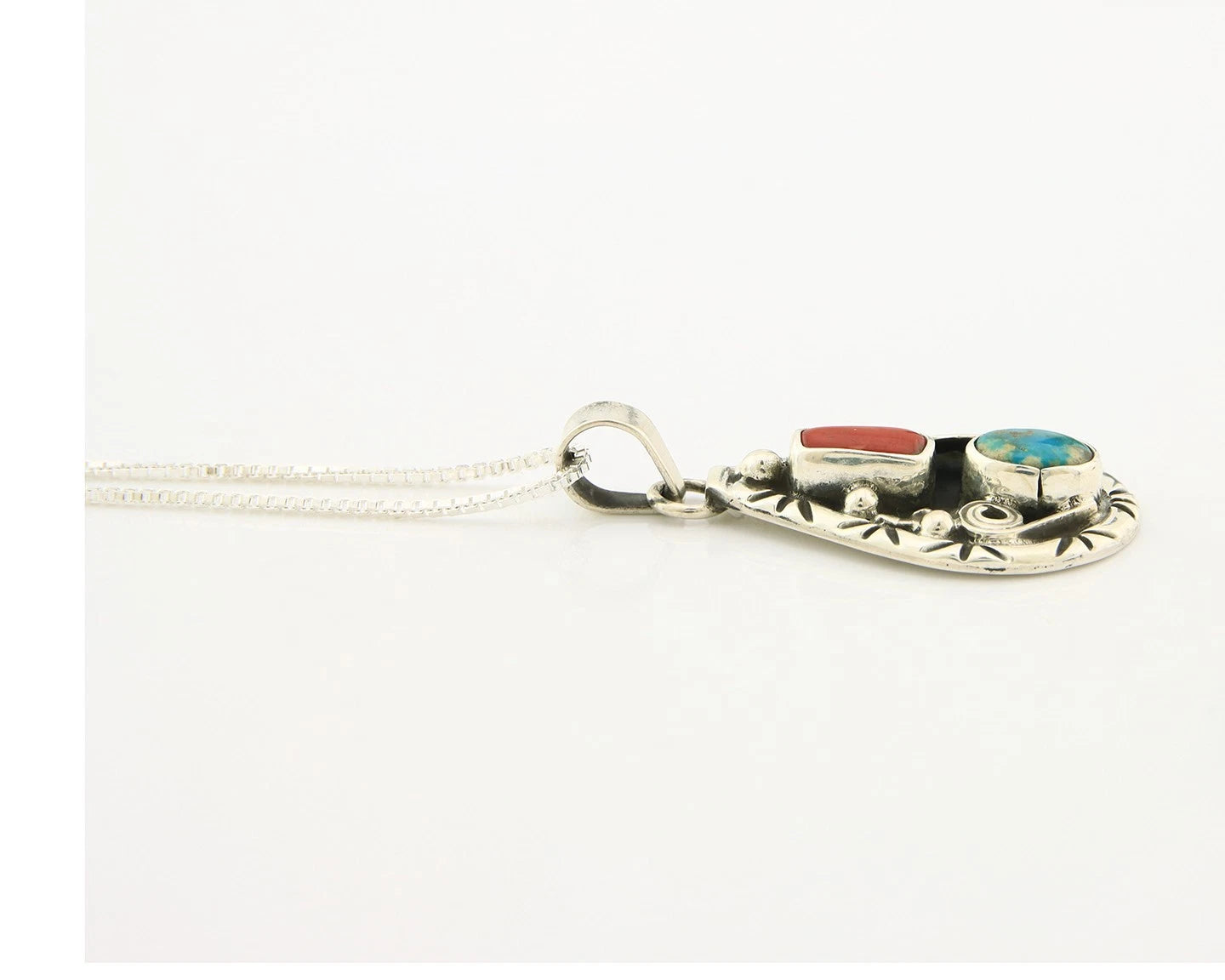 Navajo Necklace Sterling Authentic Gemstone Traditional Signed Teepee