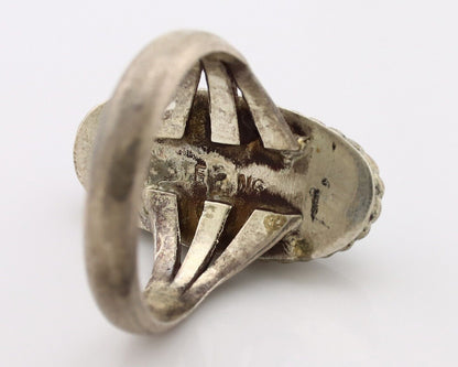 Navajo Ring 925 Silver Blue Turquoise Native American Artist C.80's