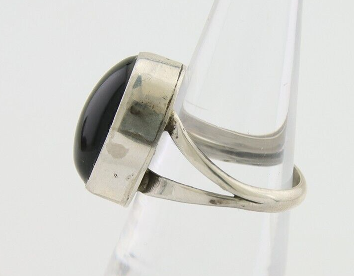 Navajo Handmade Ring 925 Silver Black Onyx Artist Signed R C.80's