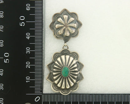 Navajo Earrings 925 Silver Handmade Concho Natural Turquoise Native Artist C80s