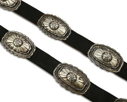 Navajo Concho Belt .925 Silver Handmade Signed Tom Willeto C.1980's