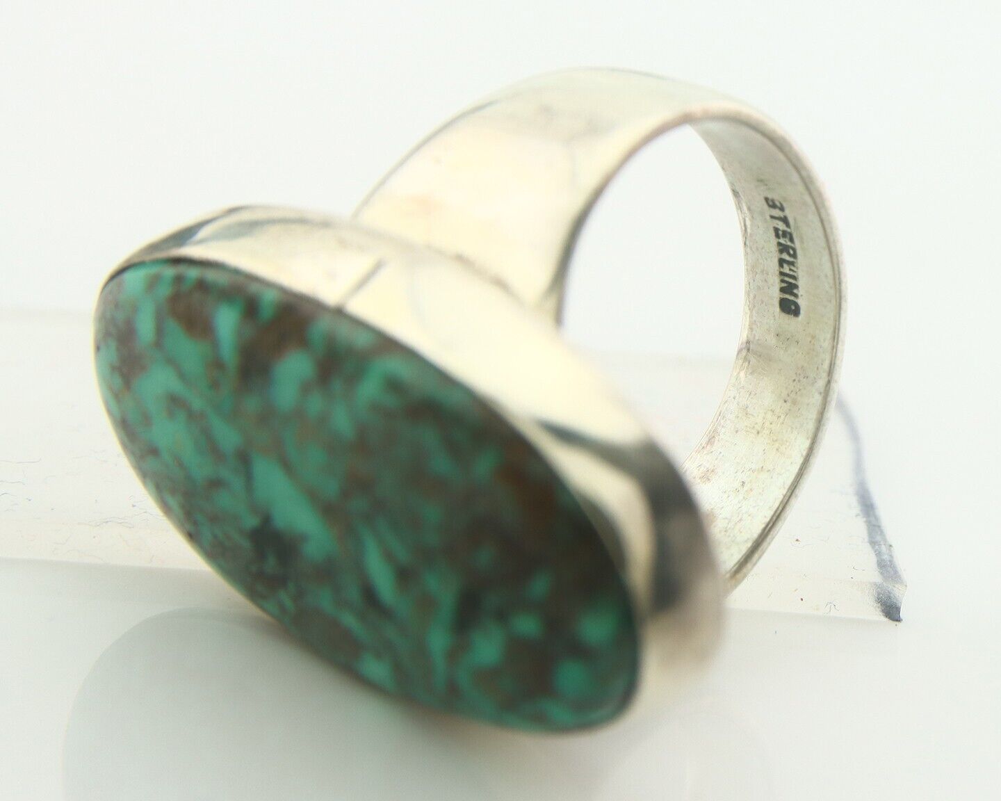 Navajo Men Ring 925 Sterling Natural Blue Turquoise Signed M Montoya C.80's