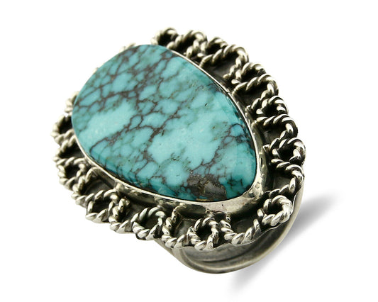 Navajo Ring .925 Silver Turquoise Mountain Artist Native American C.80's