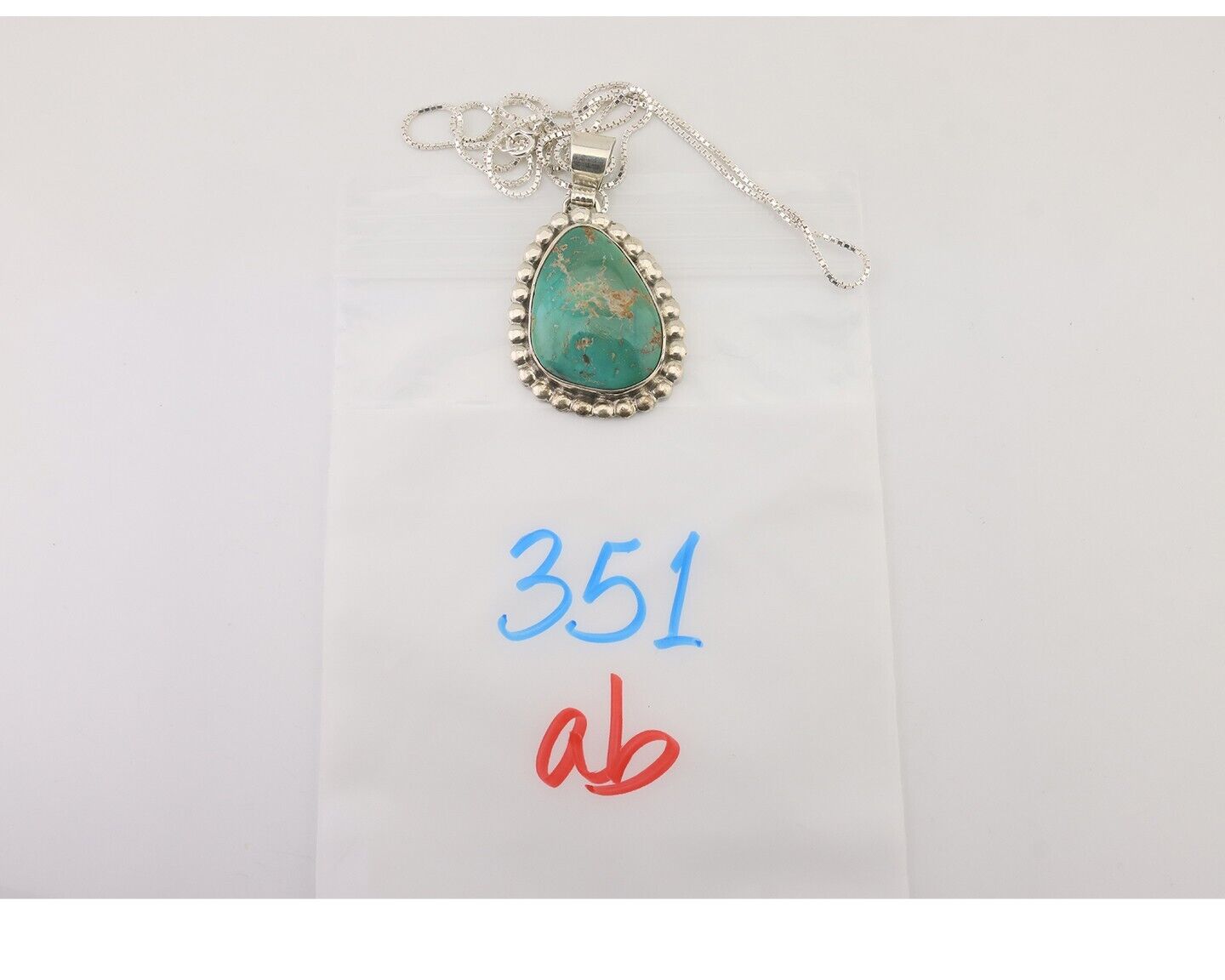 Navajo Necklace 925 Silver Natural Turquoise Signed Sunset C.85