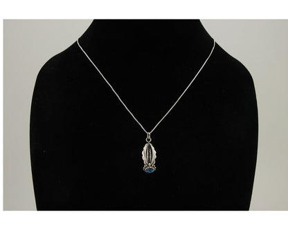 Navajo Necklace 925 Silver Natural Blue Turquoise Artist Signed Tom Willeto C80s