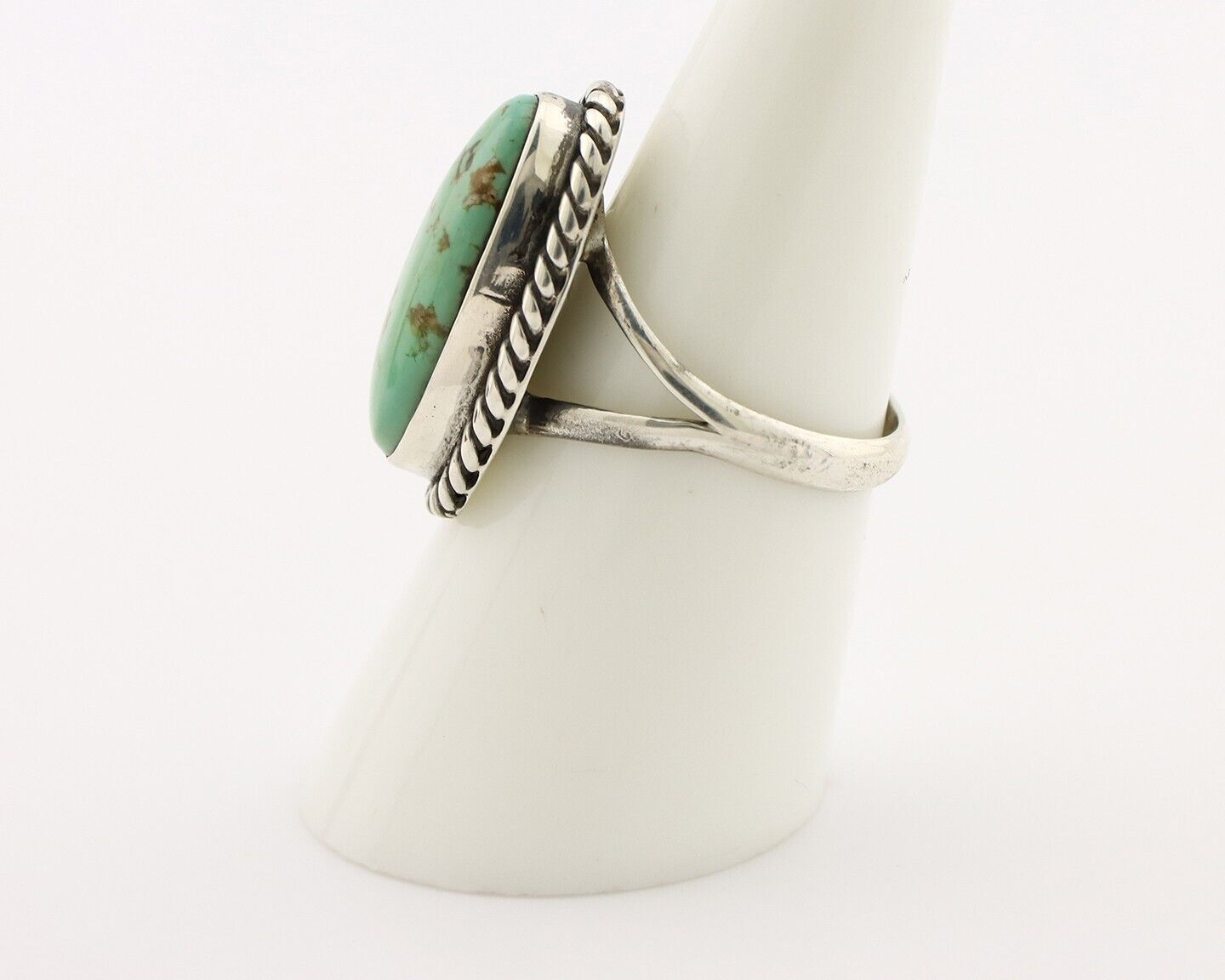 Navajo Ring 925 Silver Natural Kingman Turquoise Artist Signed M Montoya C.80's