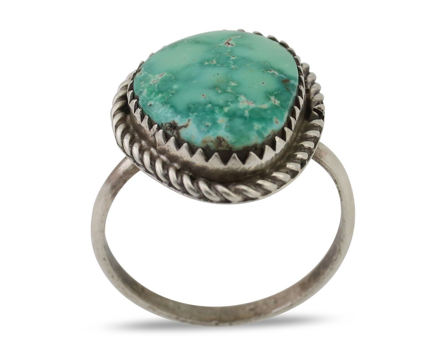 Navajo Ring 925 Silver Natural Turquoise Native American Artist C.80's