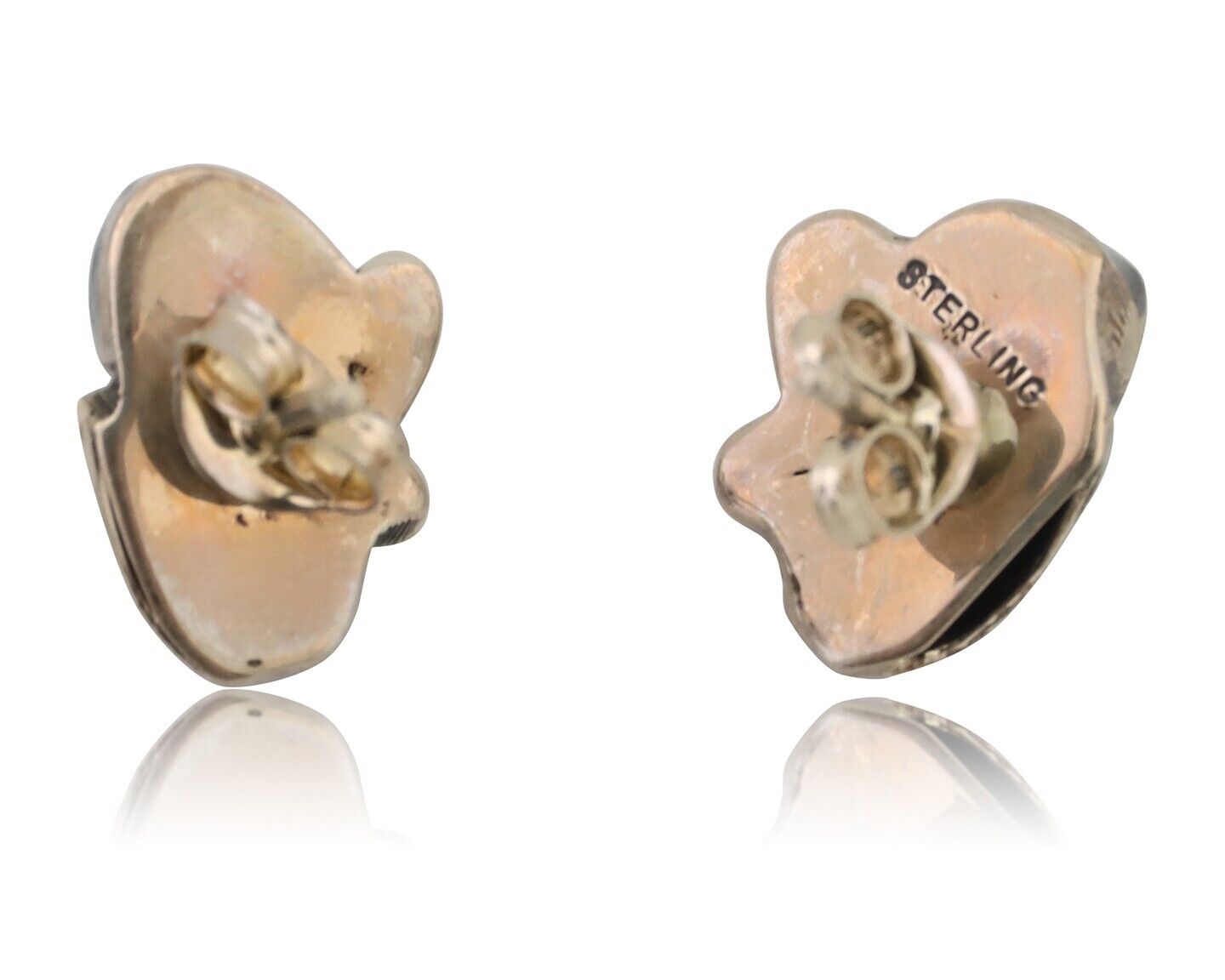 Navajo Handmade Earrings 925 Silver Natural Turquoise Native Artist C.80's