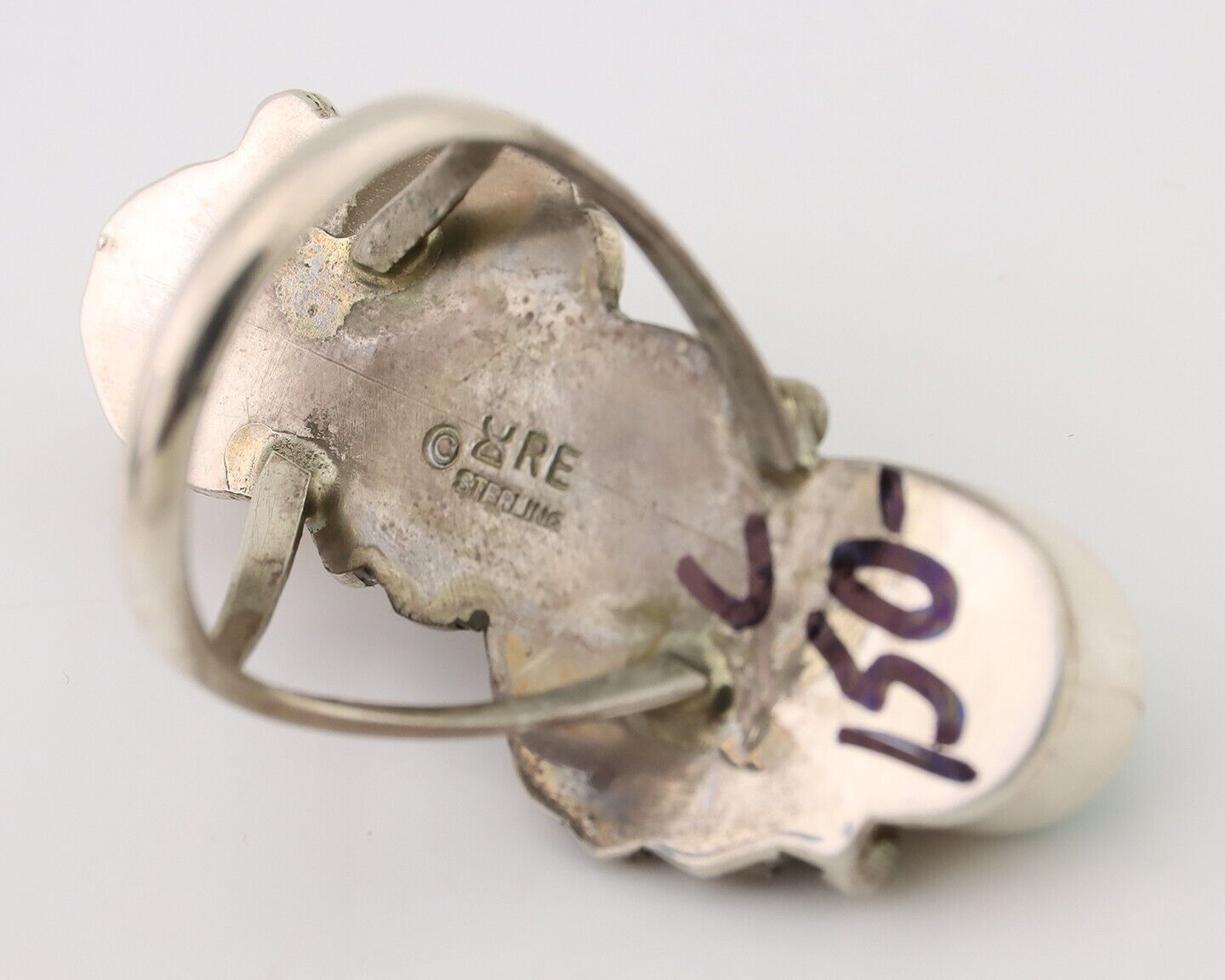 Navajo Handmade Ring 925 Silver Natural Tuquoise Artist Signed R E C.80's