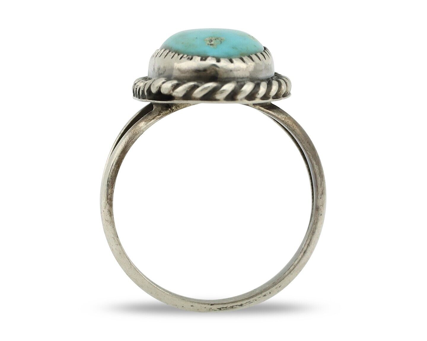 Navajo Ring 925 Silver Kingman Turquoise Native American Artist C.80's