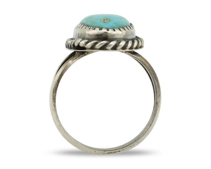 Navajo Ring 925 Silver Kingman Turquoise Native American Artist C.80's