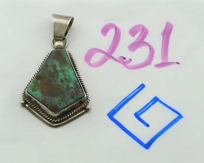 Navajo Pendant 925 Sterling Silver Natural Turquoise Vintage Artist Signed BKF
