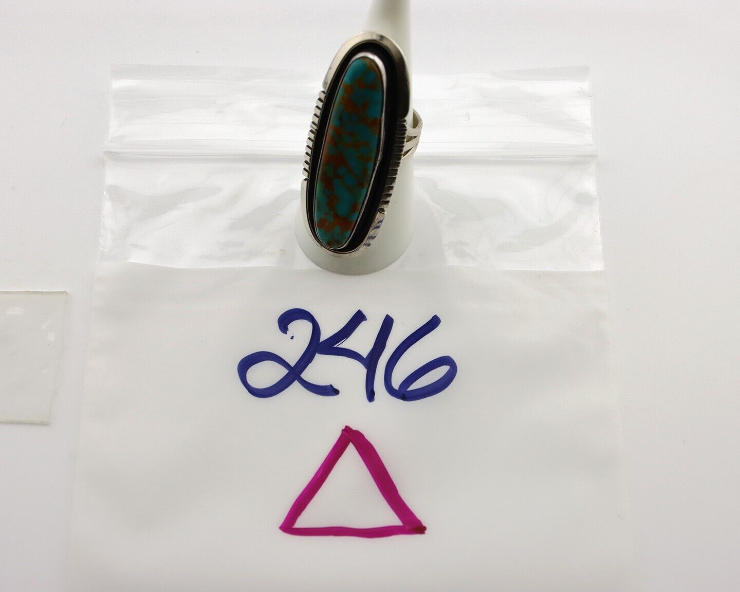 Navajo Ring 925 Silver Natural Mined Spiderweb Turquoise Artist Signed USA C.80s