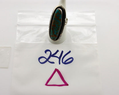 Navajo Ring 925 Silver Natural Mined Spiderweb Turquoise Artist Signed USA C.80s