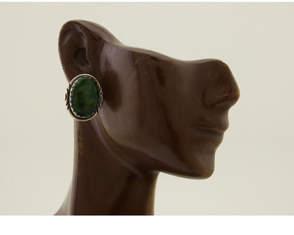 Navajo Earrings 925 Silver Natural Green Native American Artist C.80's