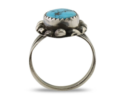 Navajo Ring 925 Silver Sleeping Beauty Turquoise Artist Signed SC C.80's
