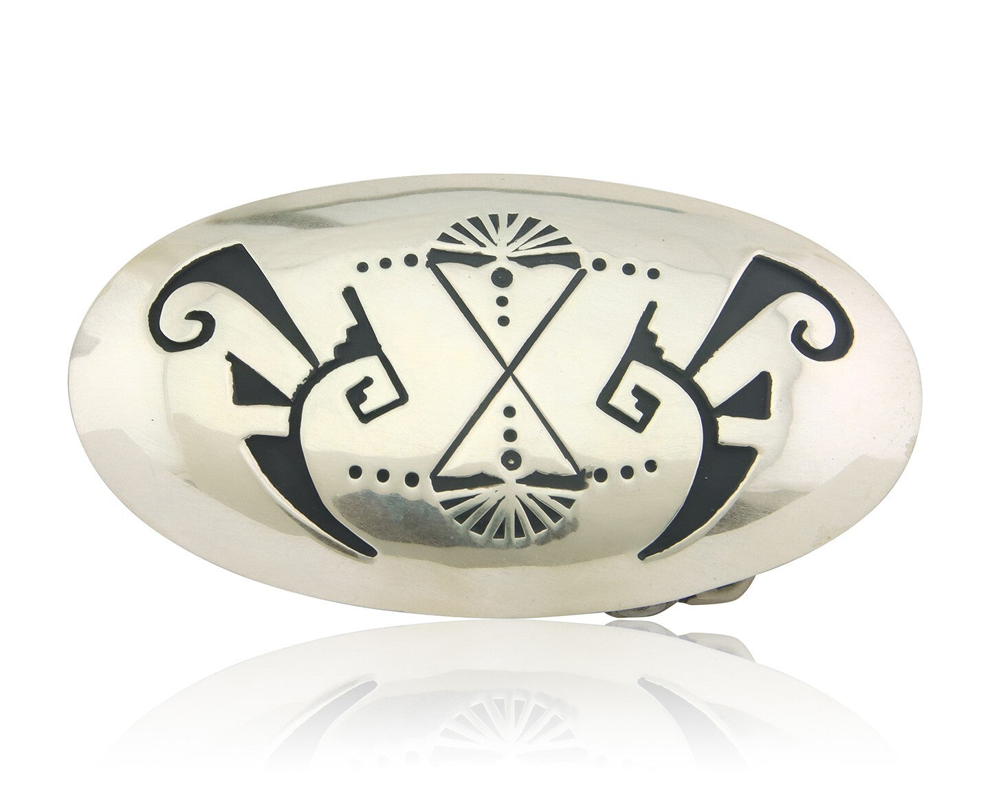 Navajo Belt Buckle 925 Sterling Silver Signed T Billy 1.5x2.5 in C.80's