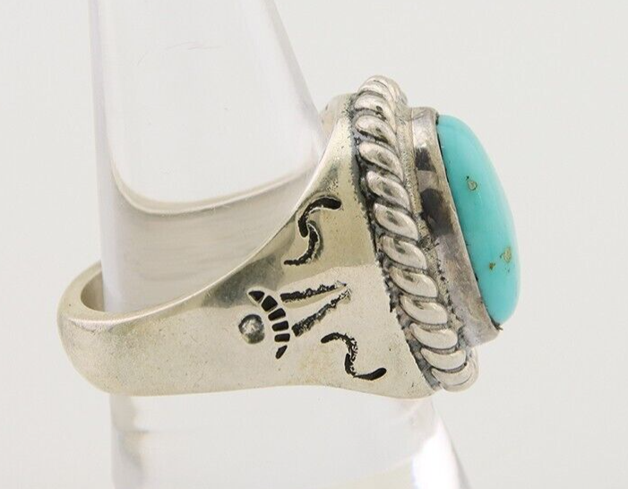 Navajo Ring 925 Silver Natural Blue Turquoise Native American Artist C.80's