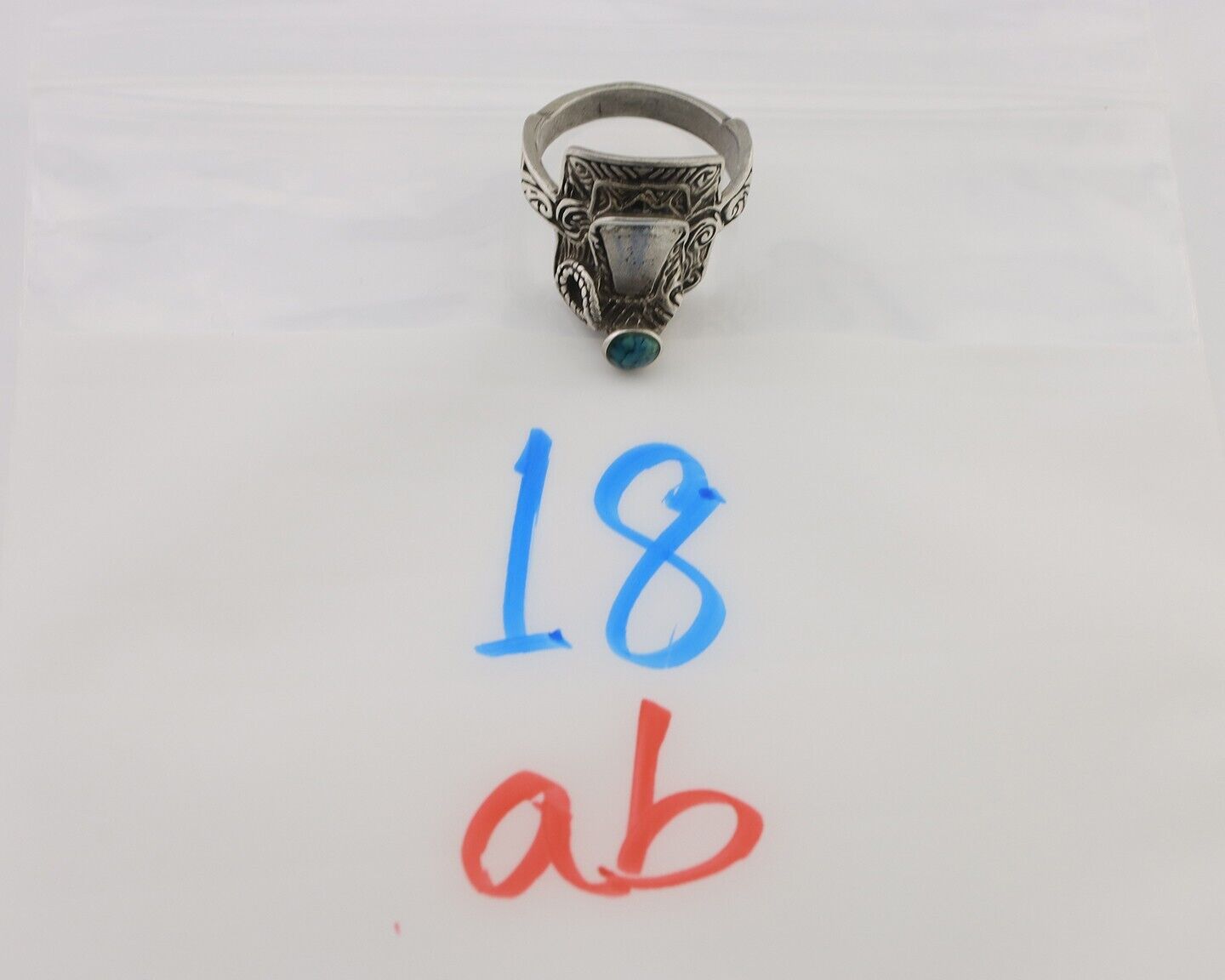 Navajo Ring 925 Silver Natural Turquoise Native American Artist C.80's