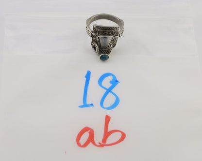 Navajo Ring 925 Silver Natural Turquoise Native American Artist C.80's