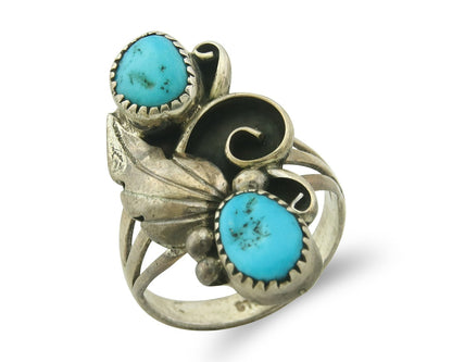Vintage Navajo Ring 925 Sterling Silver Handmade Authentic Turquoise Size 6.0