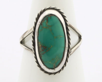Navajo Ring .925 Silver Natural Kingman Turquoise Native American Signed C.80's