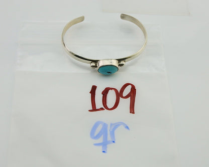 Navajo Cuff Bracelet Blue Turquoise 925 Silver Native American Artist C.80's