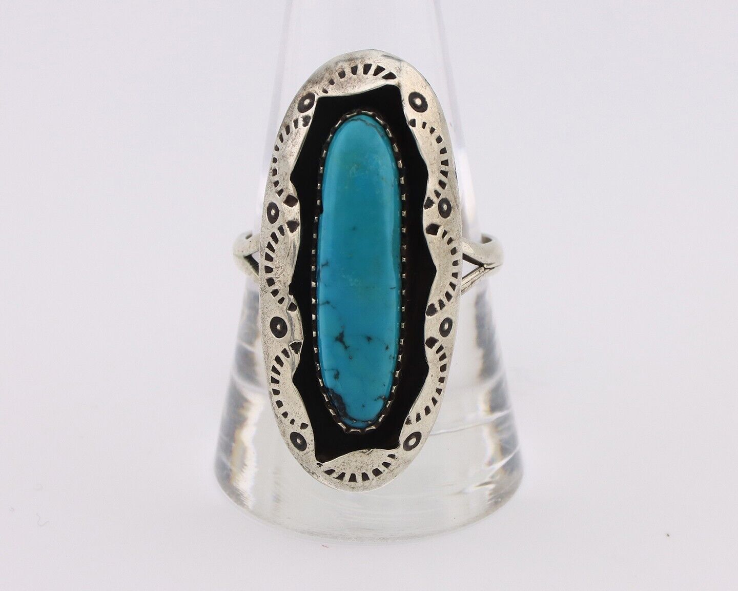 Navajo Ring 925 Silver Arizona Turquoise Artist Signed Windmill C.80's