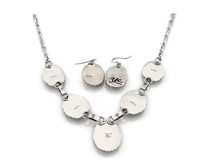 Navajo Necklace Earring Set Sterling Silver Vintage Native Artist Signed NE C80s
