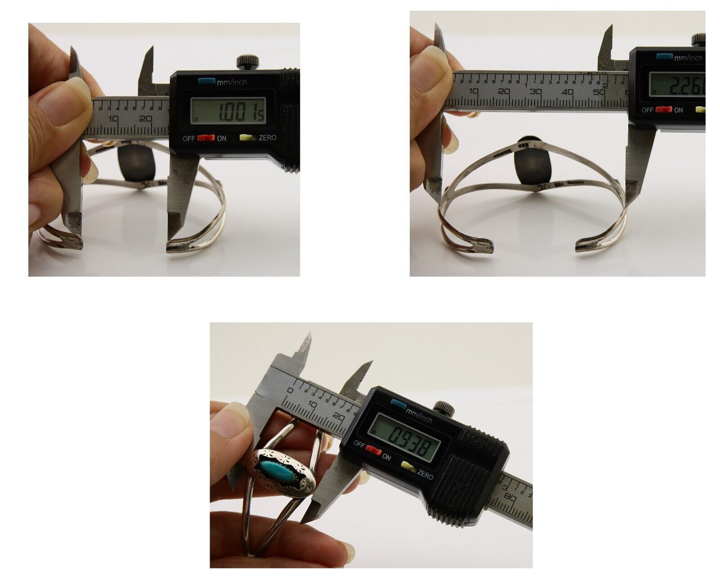 Navajo Hand Stamped Cuff Bracelet Turquoise 925 Silver Artist Signed IJC C.80's