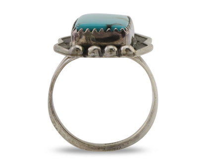 Navajo Ring 925 Silver Natural Turquoise Artist Signed D C.80's