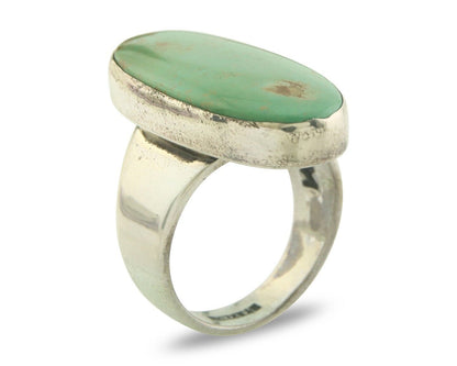 Navajo Men Ring 925 Sterling Natural Green Turquoise Signed M Montoya C.80's