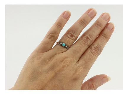 Navajo Ring .925 Silver Sleeping Beauty Turquoise Native American Artist C.80's