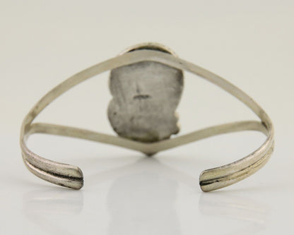 Navajo Hand Stamped Cuff Bracelet Turquoise 925 Silver Native American Artist