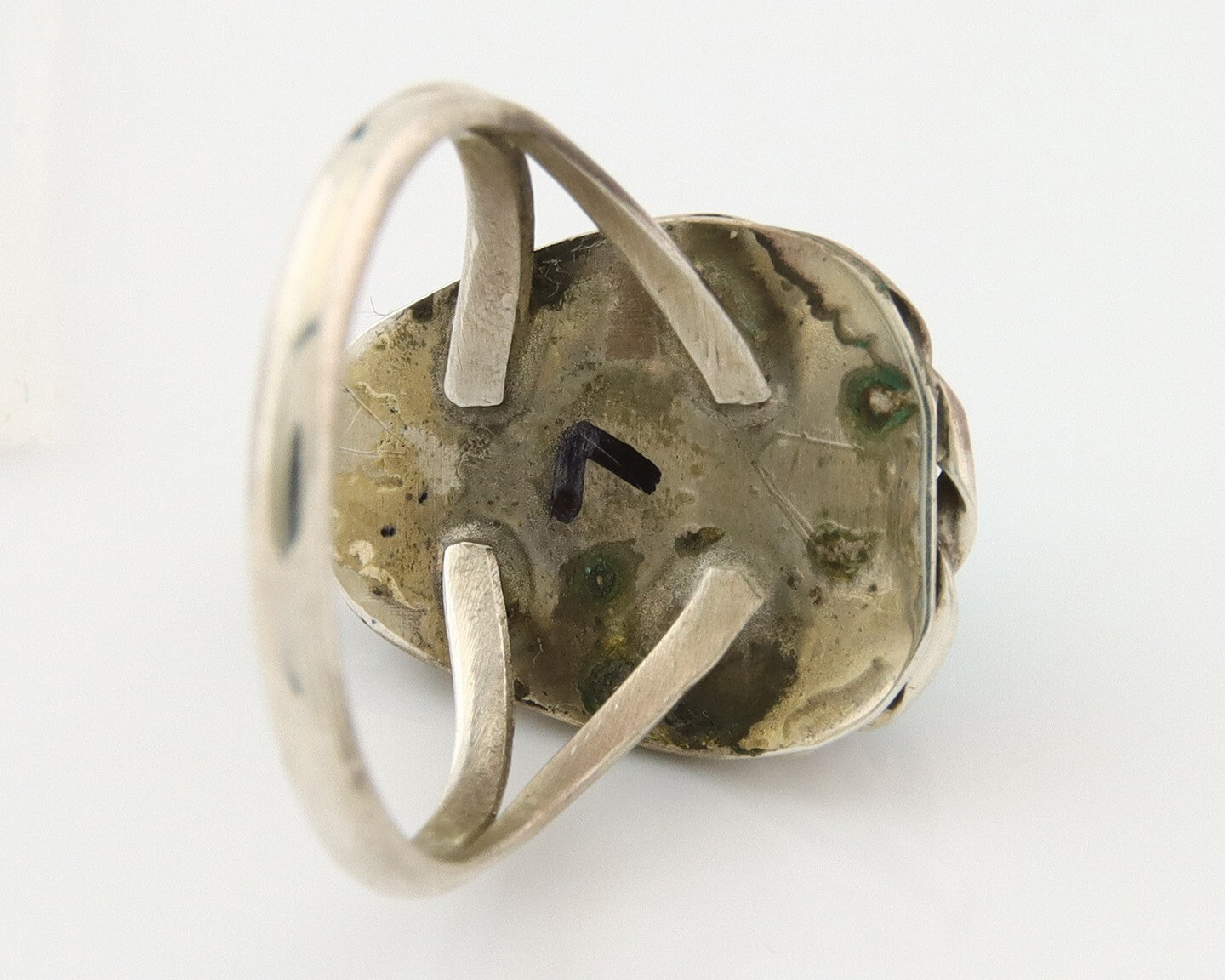 Navajo Ring 925 Sterling Natural Mined Blue Nugget Turquoise C.80's Size 6.0