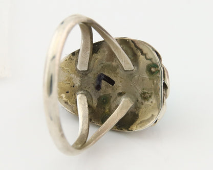 Navajo Ring 925 Sterling Natural Mined Blue Nugget Turquoise C.80's Size 6.0