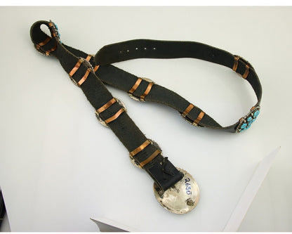 Navajo Concho Belt 925 Silver Handmade Artist Signed Gregory Moore C.1980's