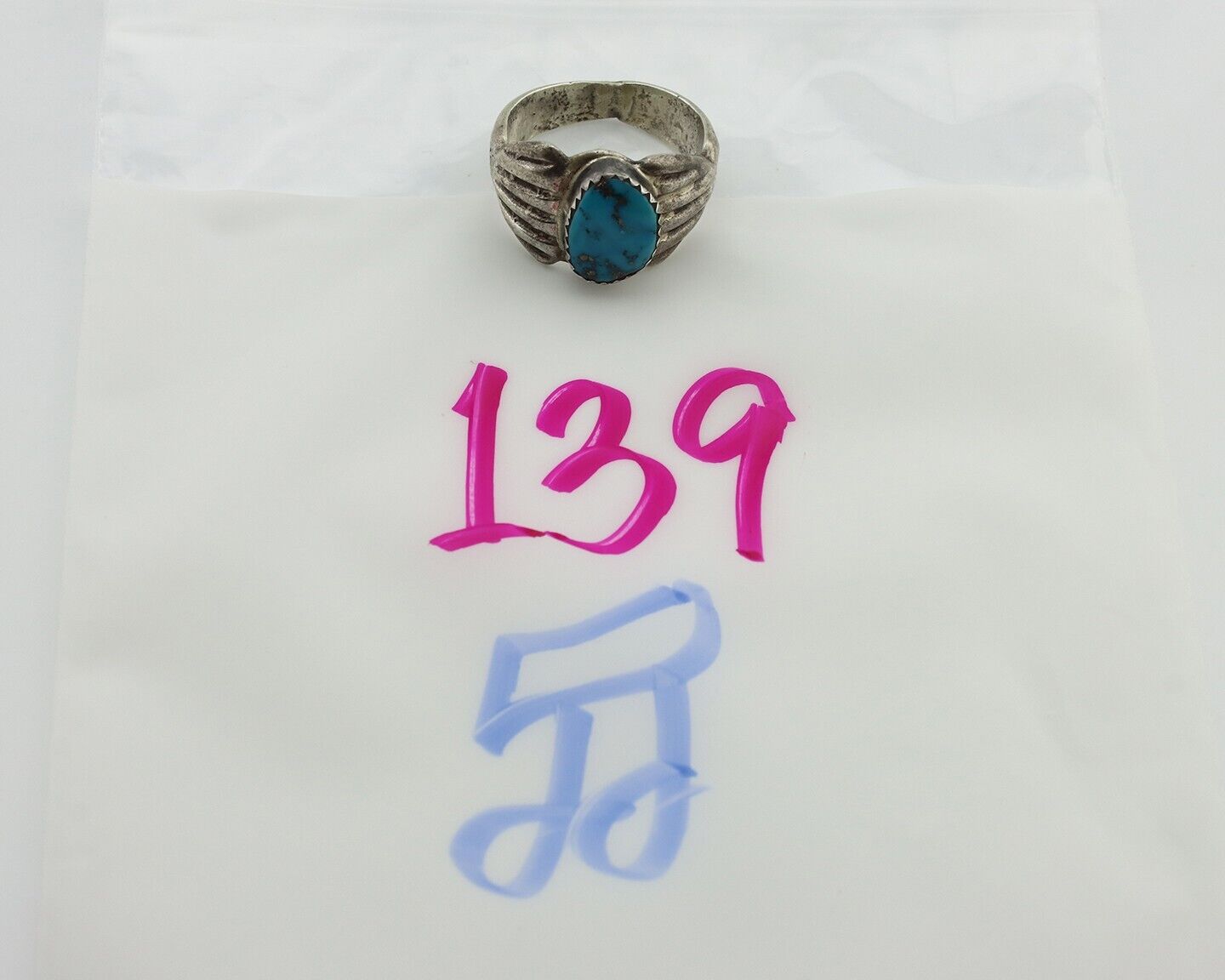 Navajo Ring 925 Silver Sleeping Beauty Nugget Turquoise Native Artist C.80's