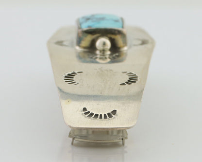 Navajo Hair Clip Barrette 925 Silver Morenci Turquoise Native Artist C.80's