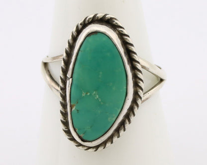 Navajo Ring 925 Silver Natural Turquoise Artist Signed Rabbit Stick C.80's